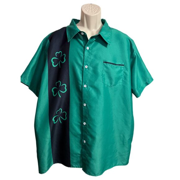 Arvil Hill Green St. Patrick's Day Shamrock Short Sleeve Button Down Shirt XXL - Picture 3 of 13